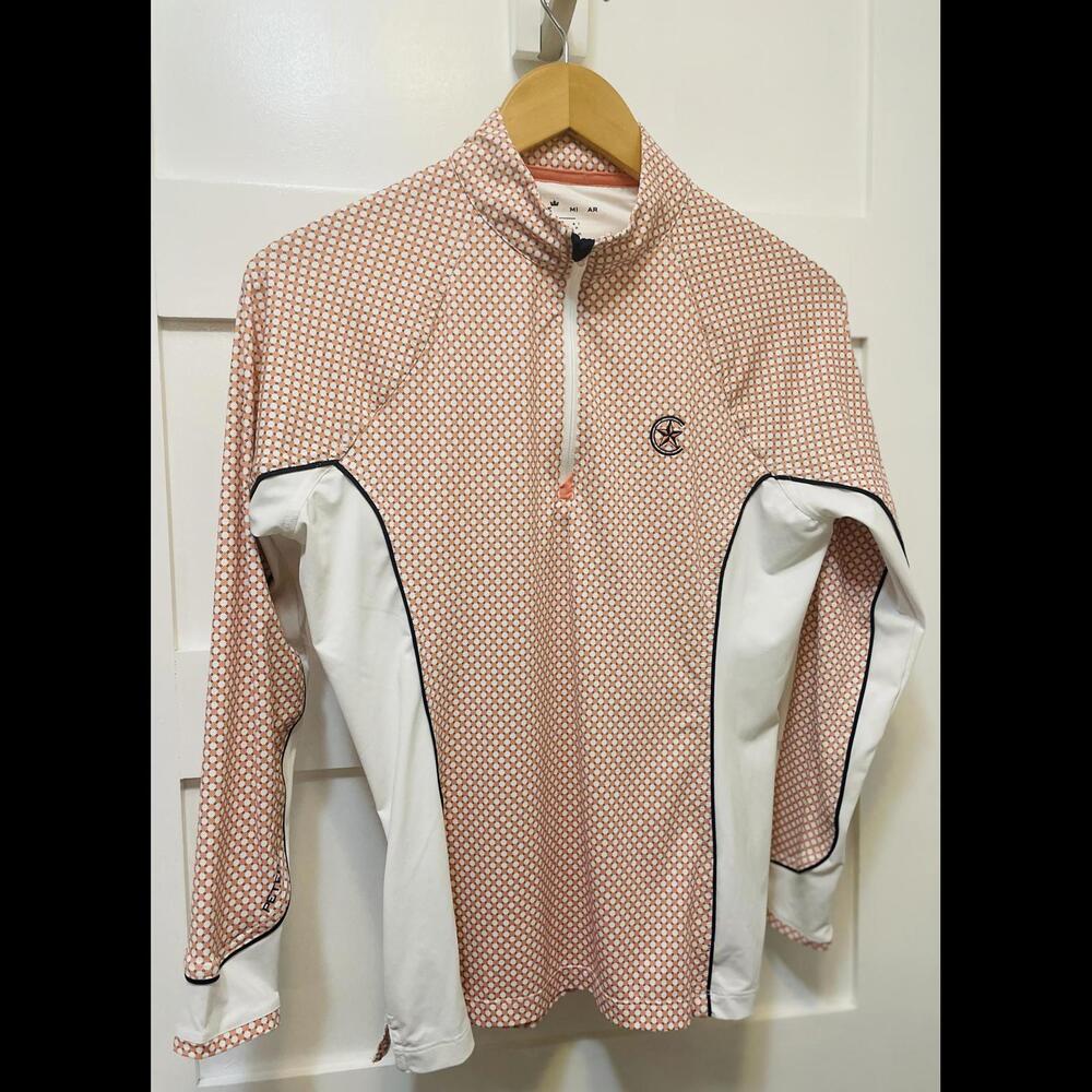 Peter Millar Pink/coral Half-Zip Pullover with White Panels